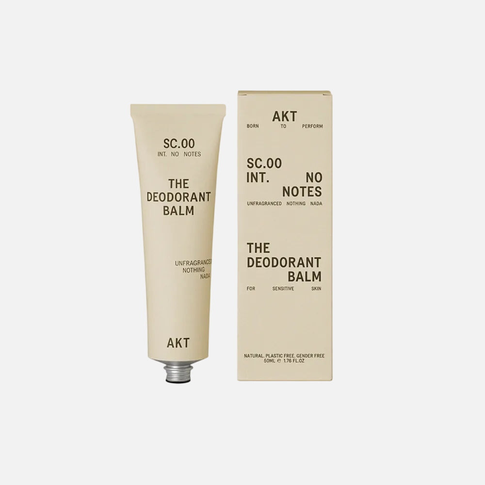 Deodorant balm tube and packaging on a white  background