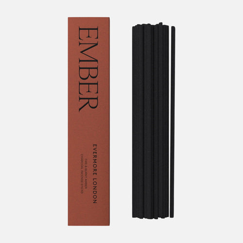 Ember incense sticks by Evermore London with a brown packaging box on a white background
