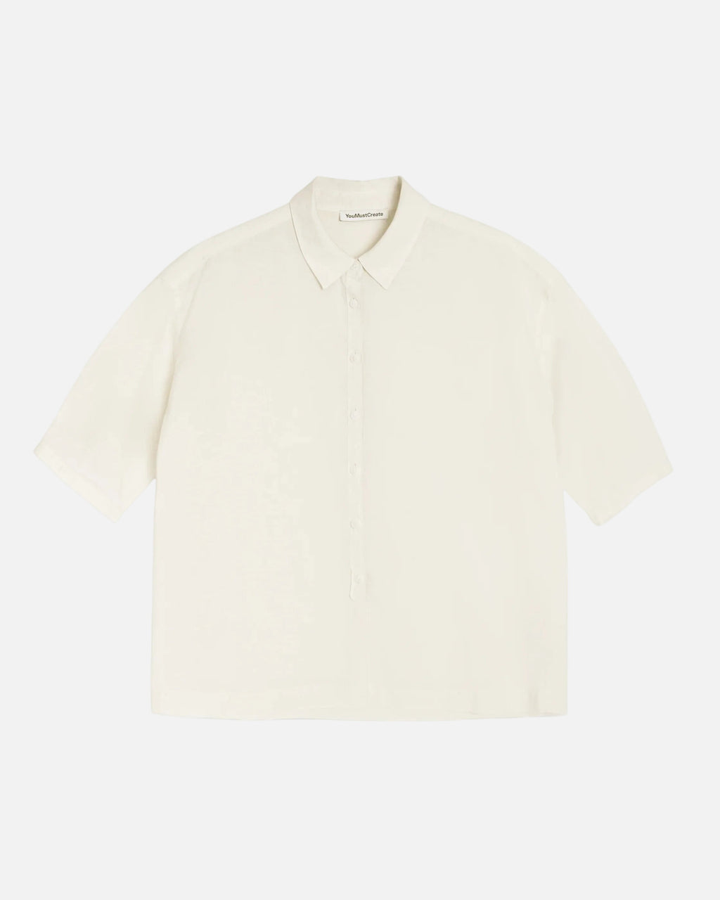 You Must Create light yellow short-sleeve shirt on a white background