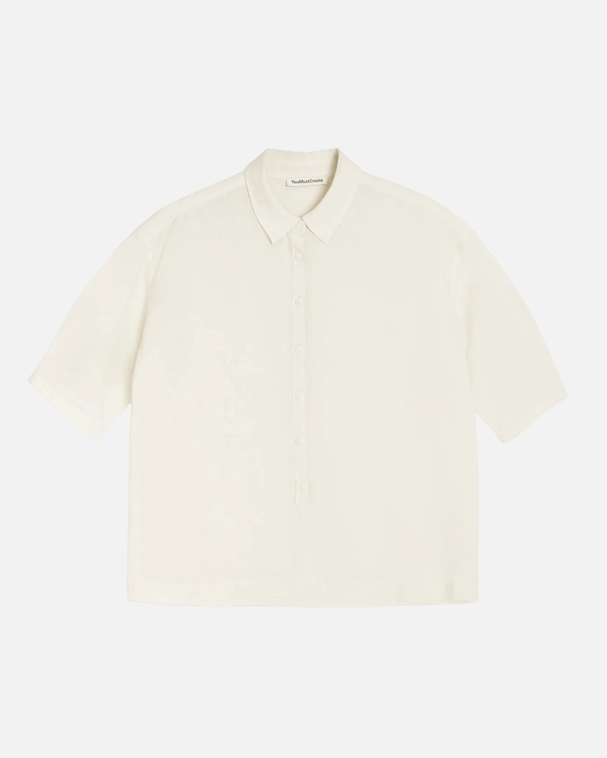 You Must Create light yellow short-sleeve shirt on a white background