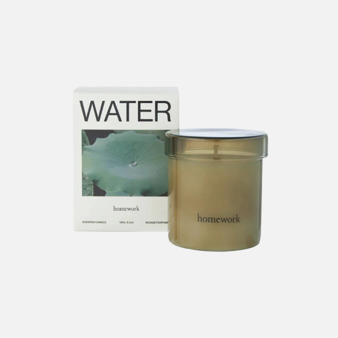 Homework candle and packaging on a white background