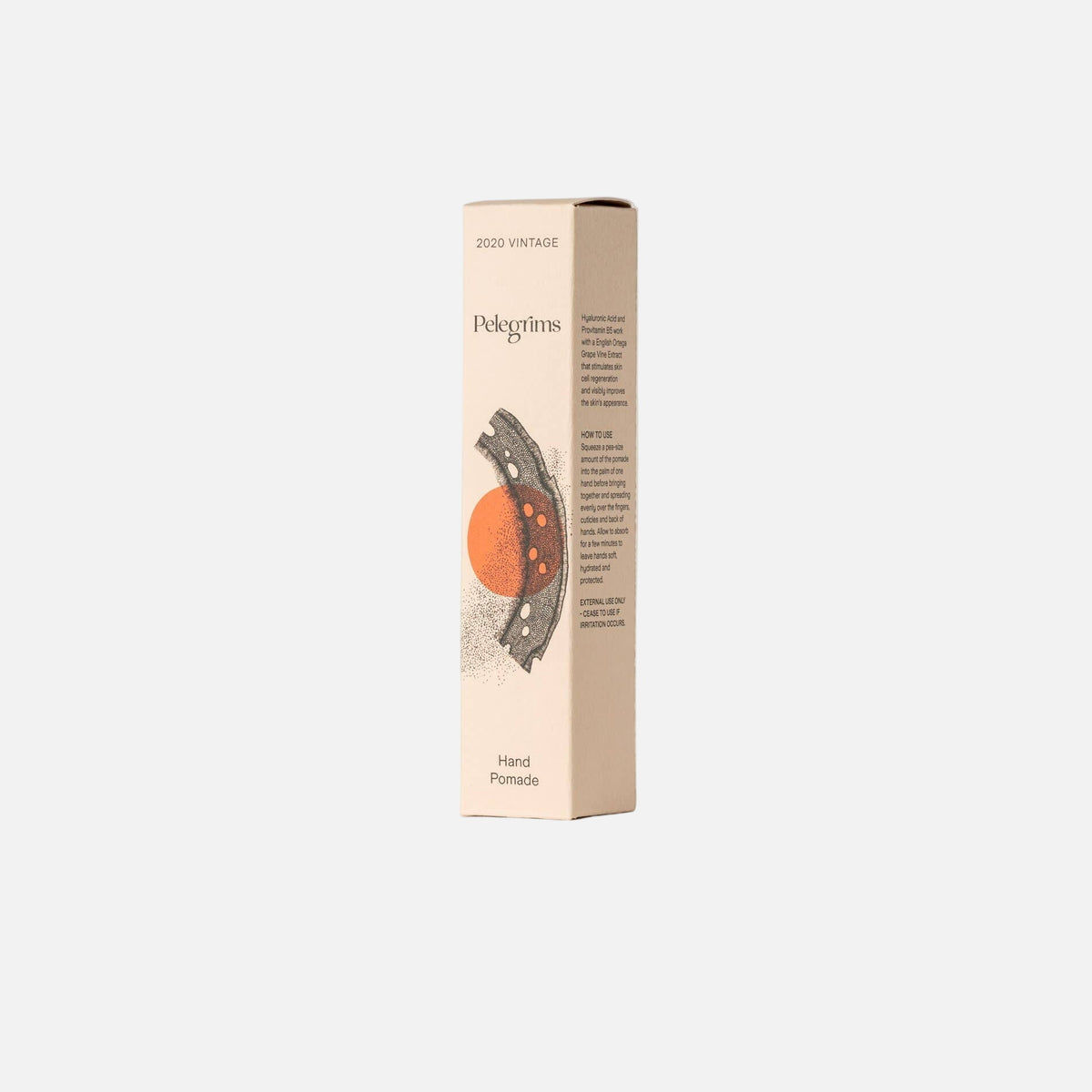 Product packaging box with 'Pelegrims' branding on a white background